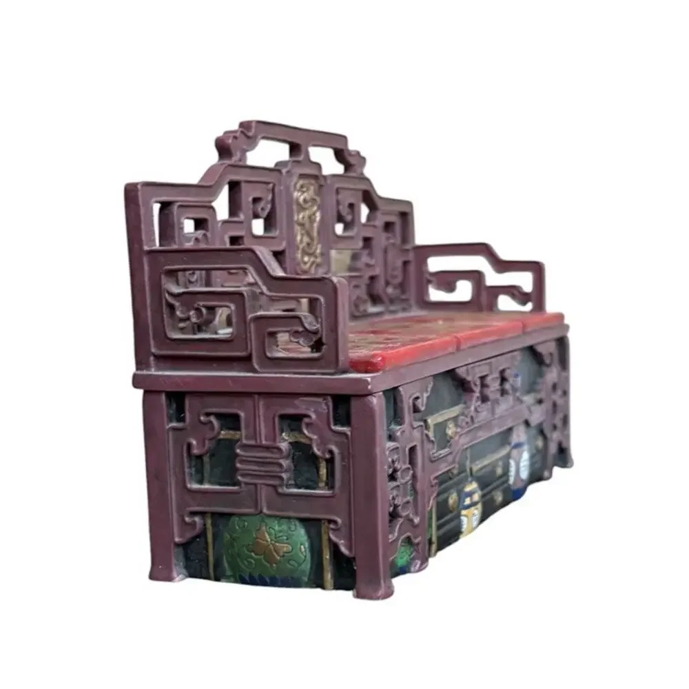 Enesco Asian Throne Sofa Bench Jewelry Box Chinese Style Trinket Decor VtG 2000